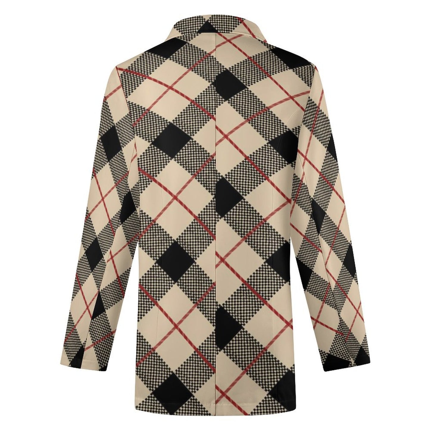 Women's Madison Ave Casual Formal Fall Season Beige Black Plaid Monogram Blazer