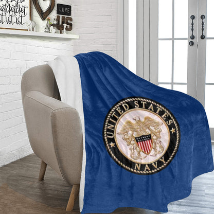 Large Deep Blue United States Navy Emblem Ultra-Soft Micro Fleece Blanket 70''x80'' Name Rank Can Be Put On This Blanket...