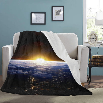 Large Black Microfiber Micro Fleece Flannel 70X80 Inch Soft Warm Monogram  Karman Line View Of The Earth Sunset From The Space  Black Blanket...