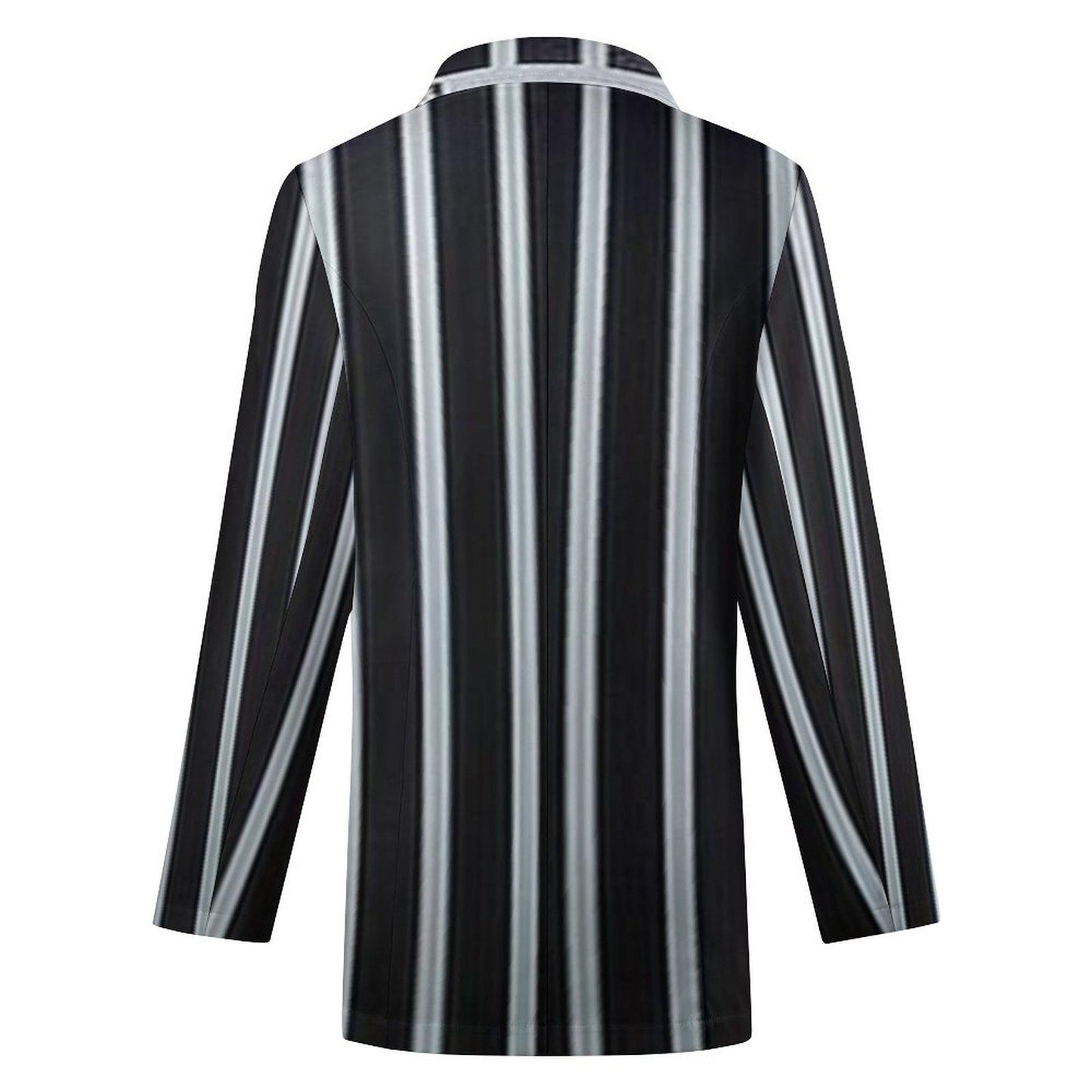 Women's Black & Light Silver Pinstripe Formal Event Dinner Party Evening Blazer Jacket..