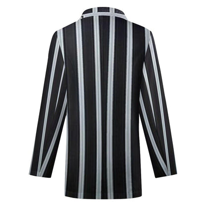 Women's Black & Light Silver Pinstripe Formal Event Dinner Party Evening Blazer Jacket..