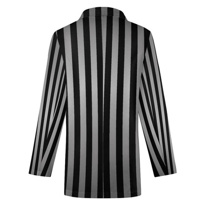 Women's Gray & Black Pinstripe Summer Event Fun Blazer Jacket