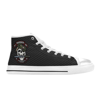 U.S. Army Ranger Black Men’s Classic High-Top Canvas Shoes  Lace-Up Round Toe Metal Eyelets Comes With Name And Rank Name On The Outer Quarter...