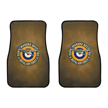 Royal Air Force Beige Brown SuperMarine Spitfire Monogram Custom Floor Mats Front Car Floor Mat (2pcs) Comes With Initials Or Name On Them...