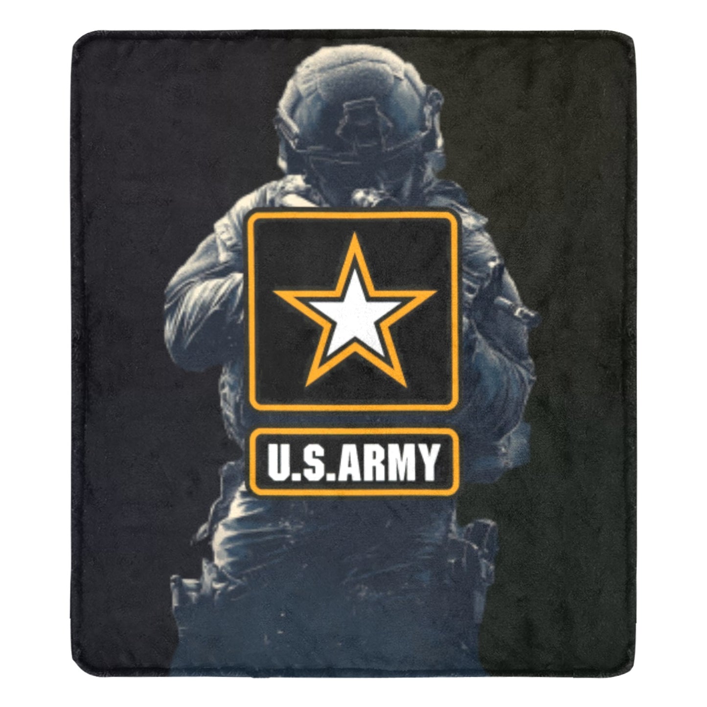 Large Black Microfiber Micro Fleece Flannel 70X80 Inch Soft Warm Monogram U.S. Army Insignia Black Blanket...