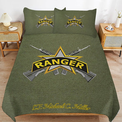 Madison Avenue U.S. Army Green 3-Piece Bedding Set 79"×90" (1 Quilt Cover + 2 Pillowcases) Comes With Name Or Rank Name On Quilt...
