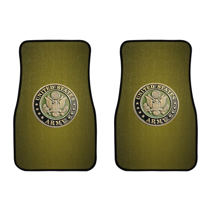 Green Gold US Army Insignia Custom Monogram Floor Mats Front Car Floor Mat (2pcs)