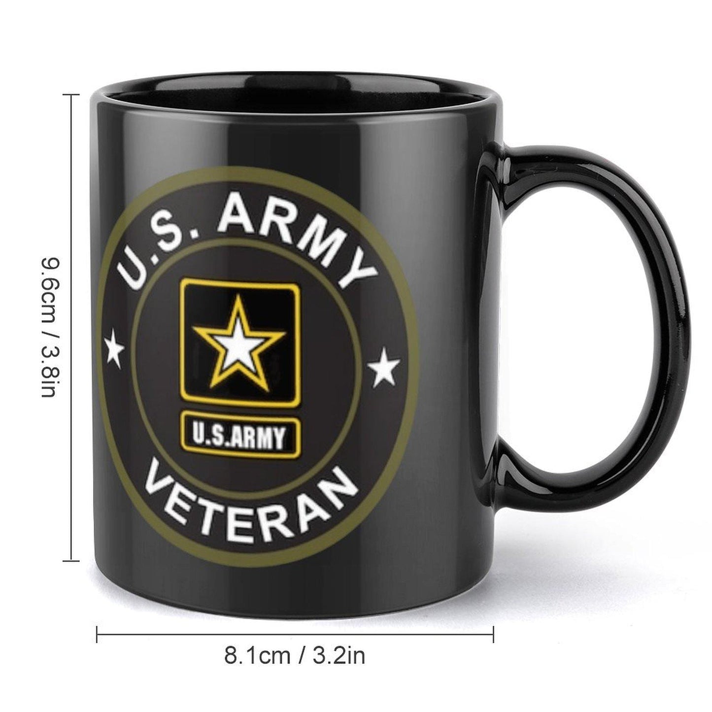 Personalized US Army Veteran Coffee Mug: Black & Green Emblem