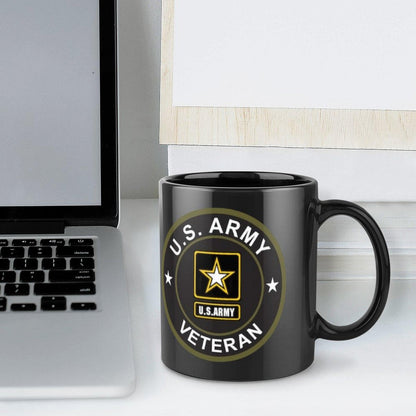 Personalized US Army Veteran Coffee Mug: Black & Green Emblem