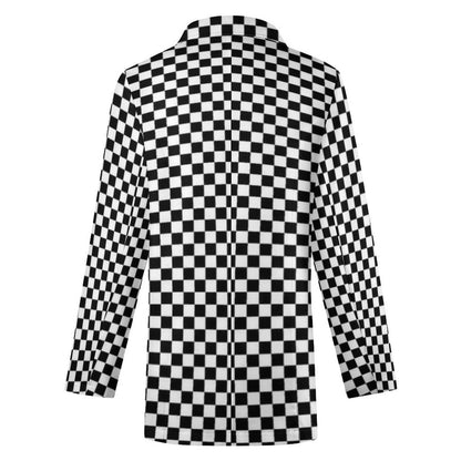 Women's Black & White Checkered Summer Fall Seasonal Casual Formal Event Work Evening Blazer Jacket...