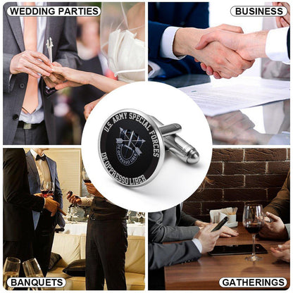 Custom Alloy Cufflinks: Black Carbon Fiber & Silver Initials