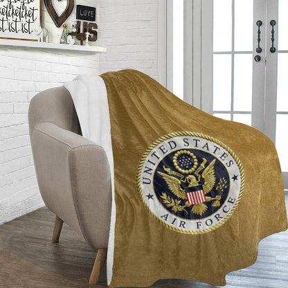 Very Large Soft Microfiber Micro Fleece Flannel 70X80 Air Force Insignia Warm Monogram Blanket...