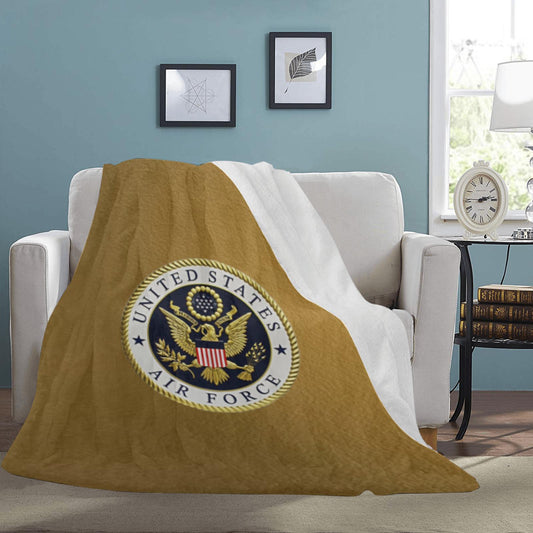 Very Large Soft Microfiber Micro Fleece Flannel 70X80 Air Force Insignia Warm Monogram Blanket...