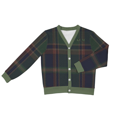 Monogram Green Plaid Cardigan - Personalized Fall Sweater