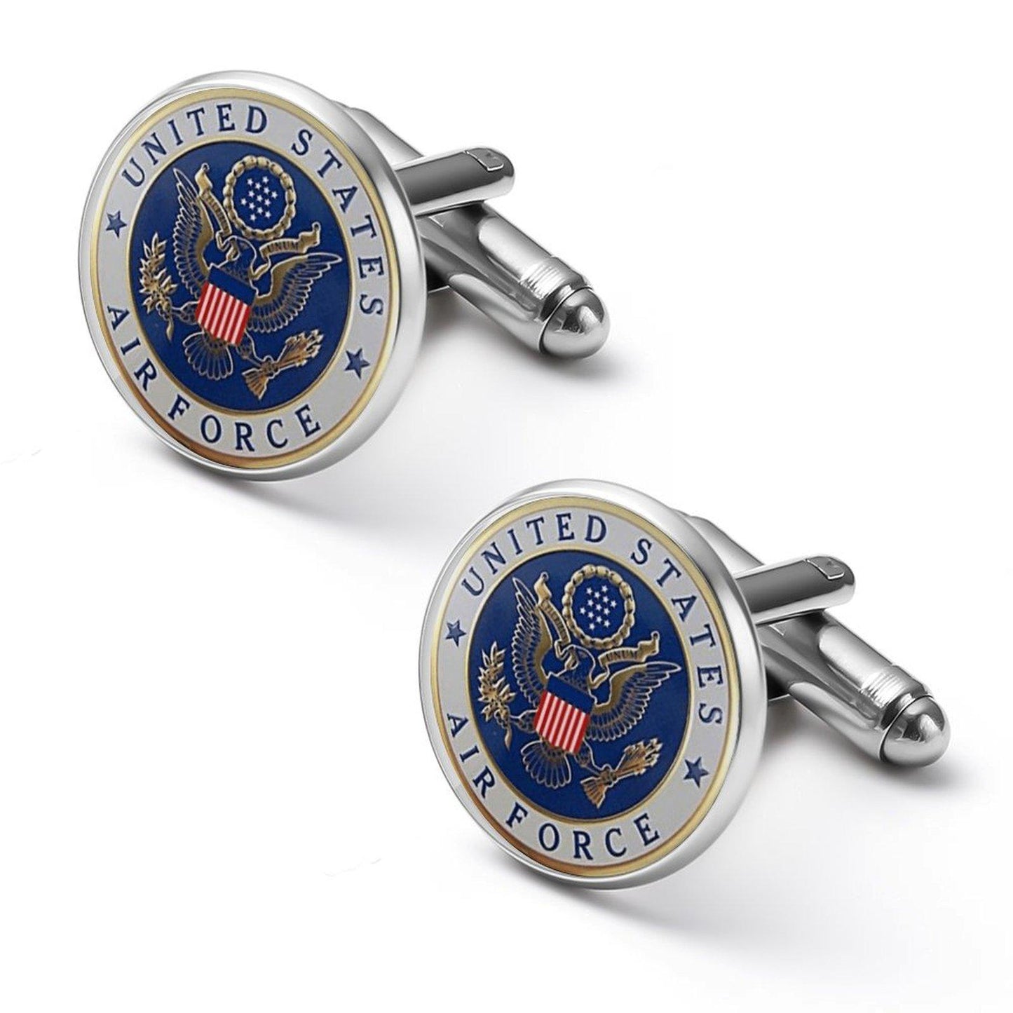 Custom U.S. Air Force Cufflinks: Blue Fiber Alloy Initials
