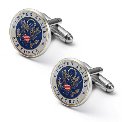 Custom U.S. Air Force Cufflinks: Blue Fiber Alloy Initials