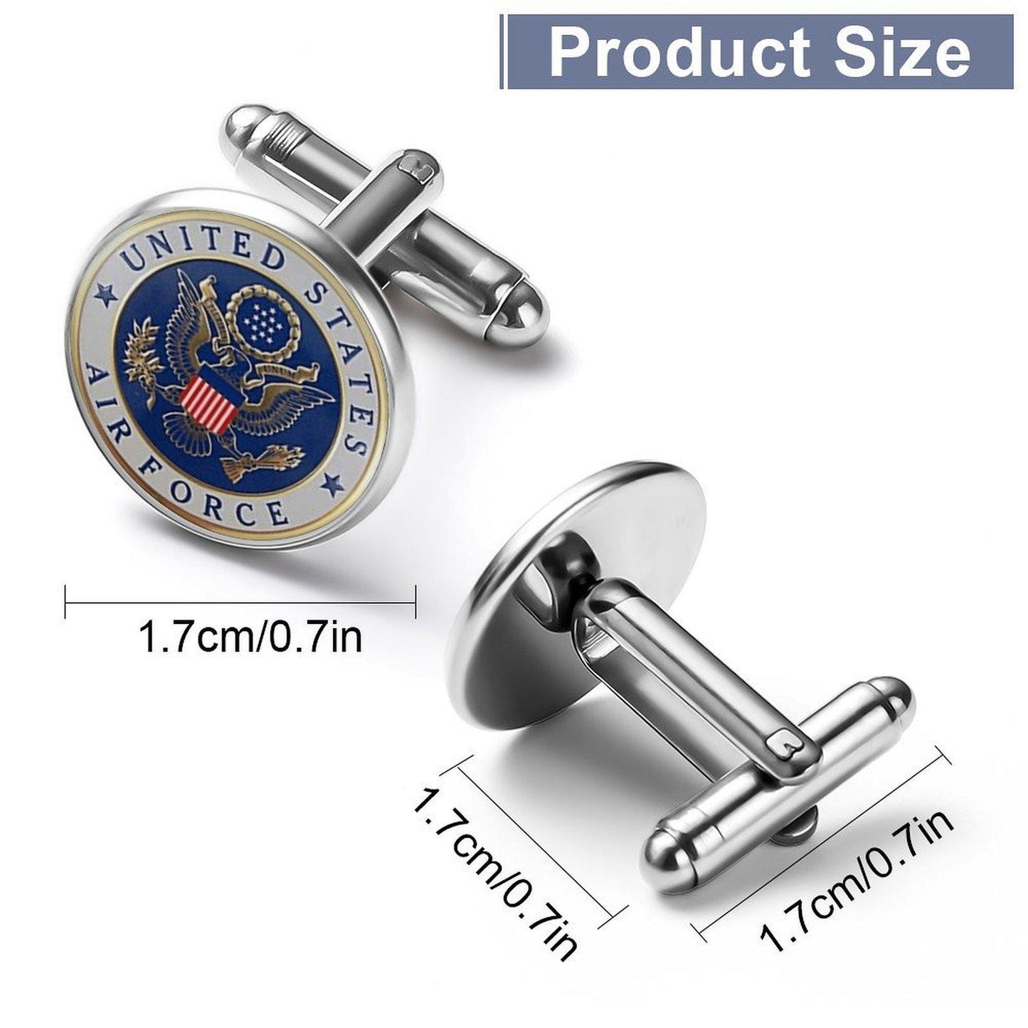 Custom U.S. Air Force Cufflinks: Blue Fiber Alloy Initials