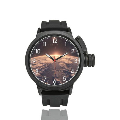 Men&#39;s Large Karman Line View Of The Earth Sunset From The Space Dial 50MM Miyota Quartz Movement Waterproof Monogram Sports Watch...
