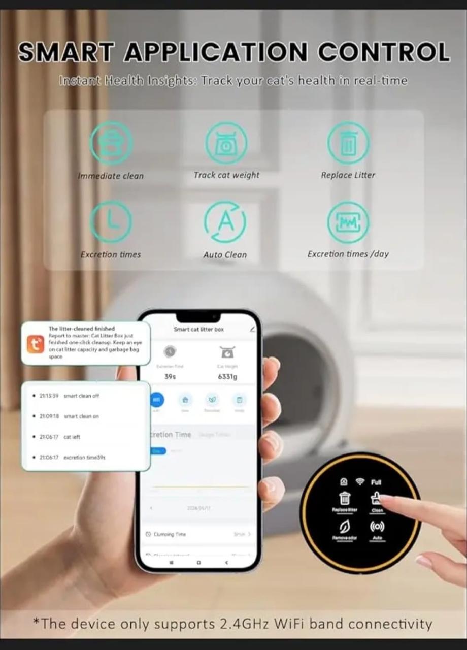Smart Automatic Cat Litter Box with Air Sterilizer & App Control