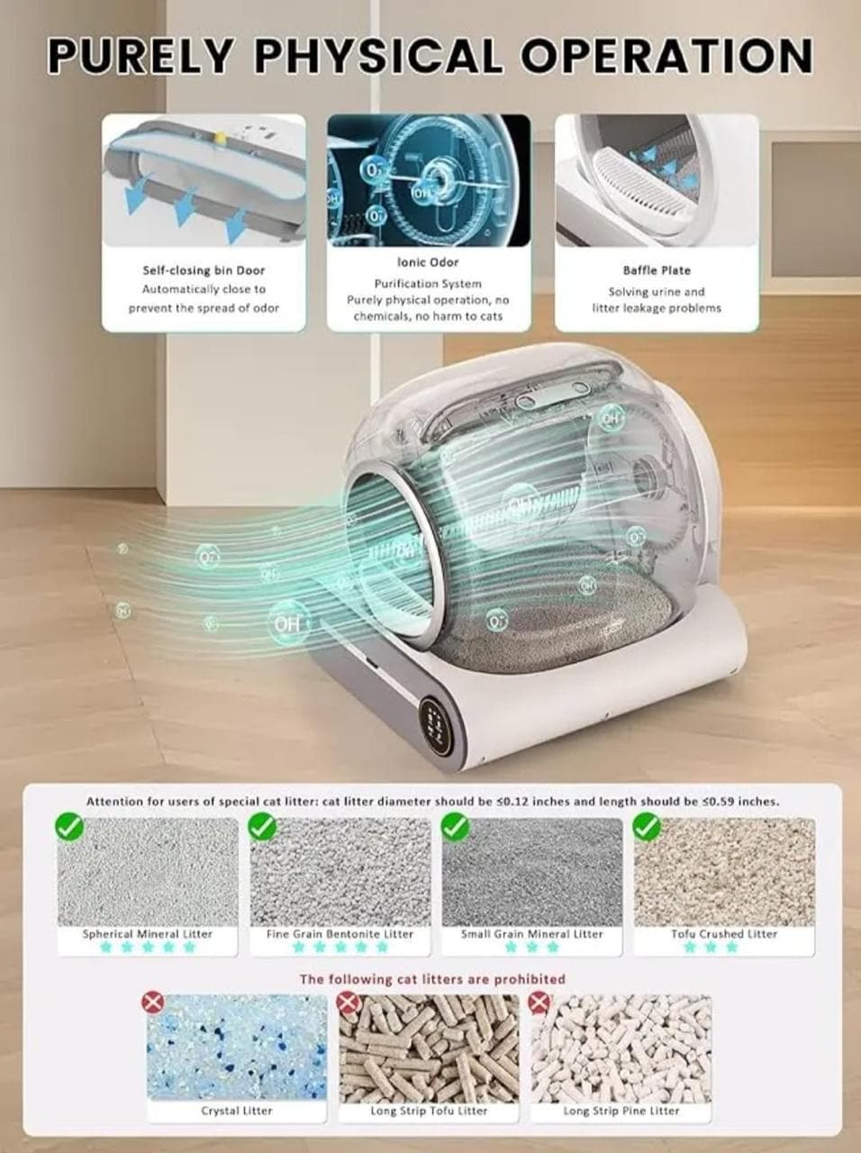 Smart Automatic Cat Litter Box with Air Sterilizer & App Control