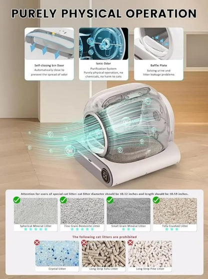 Smart Automatic Cat Litter Box with Air Sterilizer & App Control