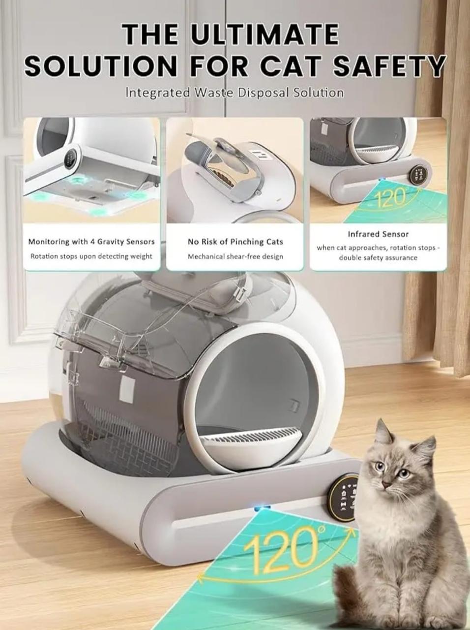 Smart Automatic Cat Litter Box with Air Sterilizer & App Control