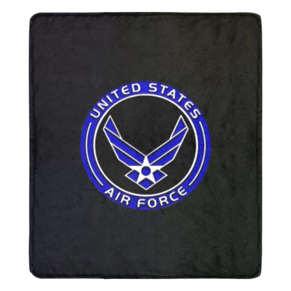 Monogrammed U.S. Air Force Fleece Blanket: Large Black Flannel, 70x80 Inch