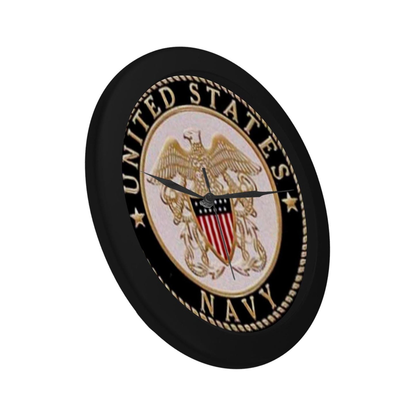 Personalized US Navy Wall Clock: Gold & White - 9.65 Inch