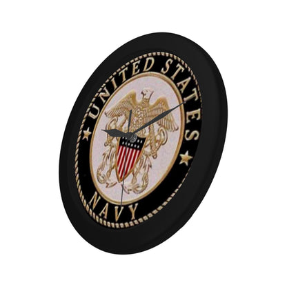 Personalized US Navy Wall Clock: Gold & White - 9.65 Inch