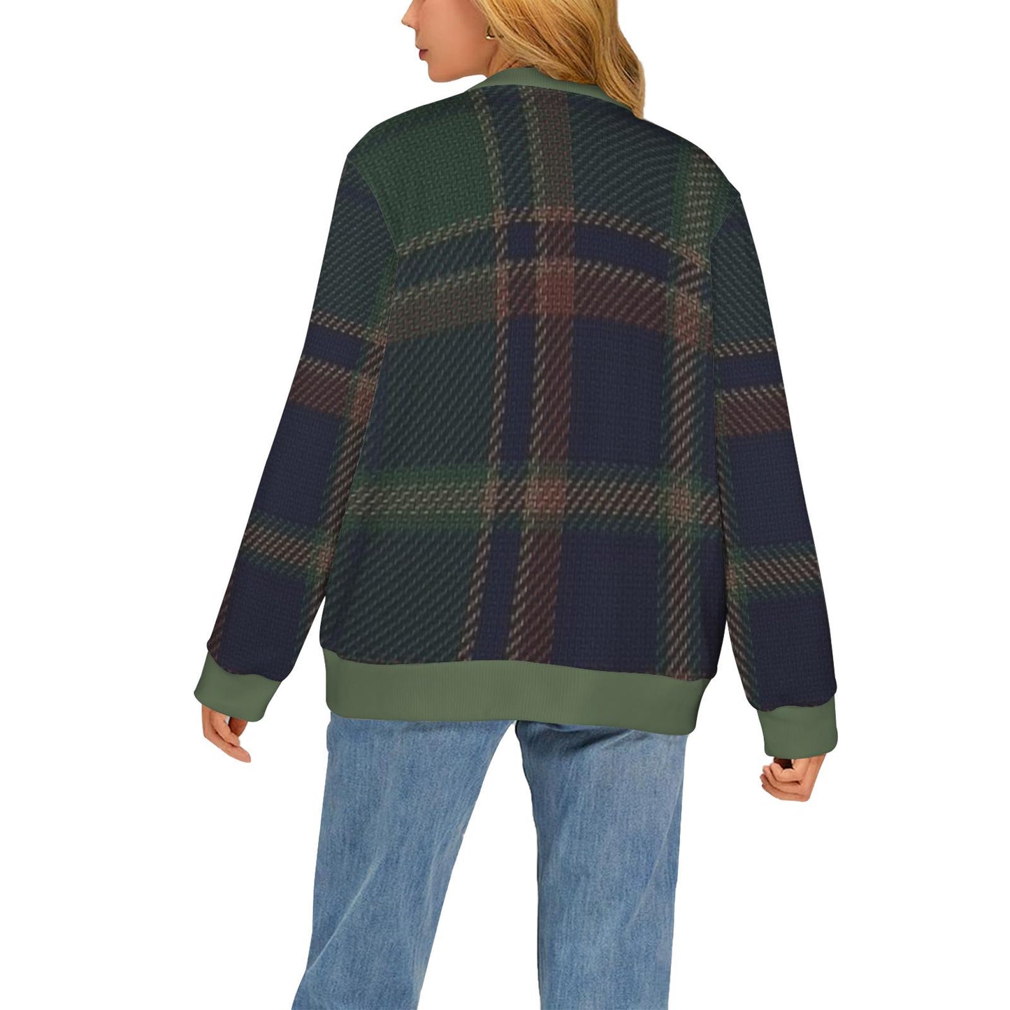 Monogram Green Plaid Cardigan - Personalized Fall Sweater