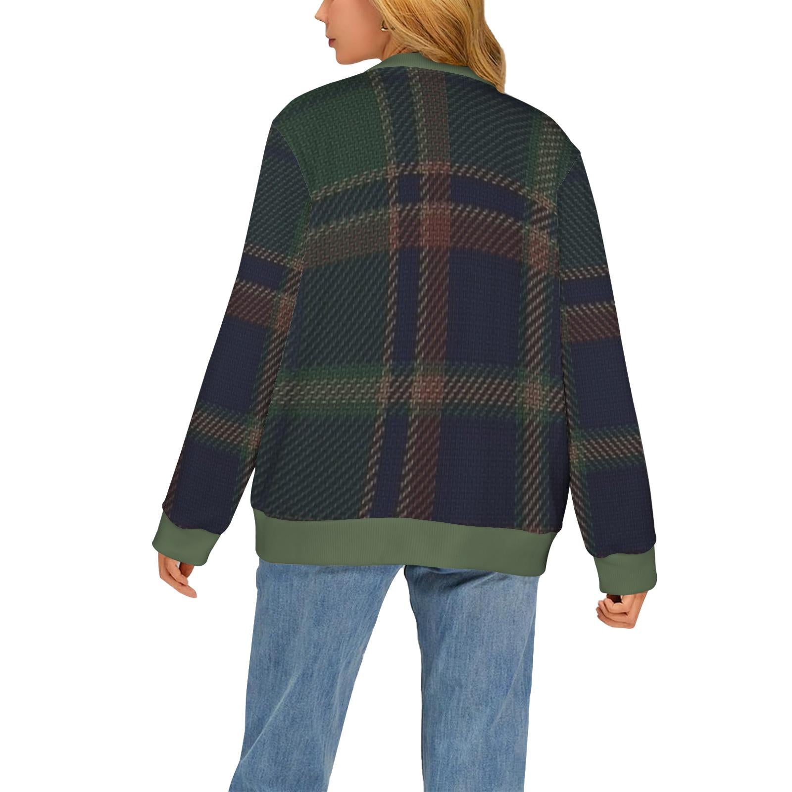 Monogram Green Plaid Cardigan - Personalized Fall Sweater