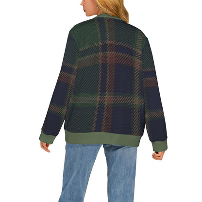 Monogram Green Plaid Cardigan - Personalized Fall Sweater