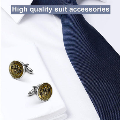 Custom Green Beret Cufflinks: Alloy Silver with Bronze Fiber