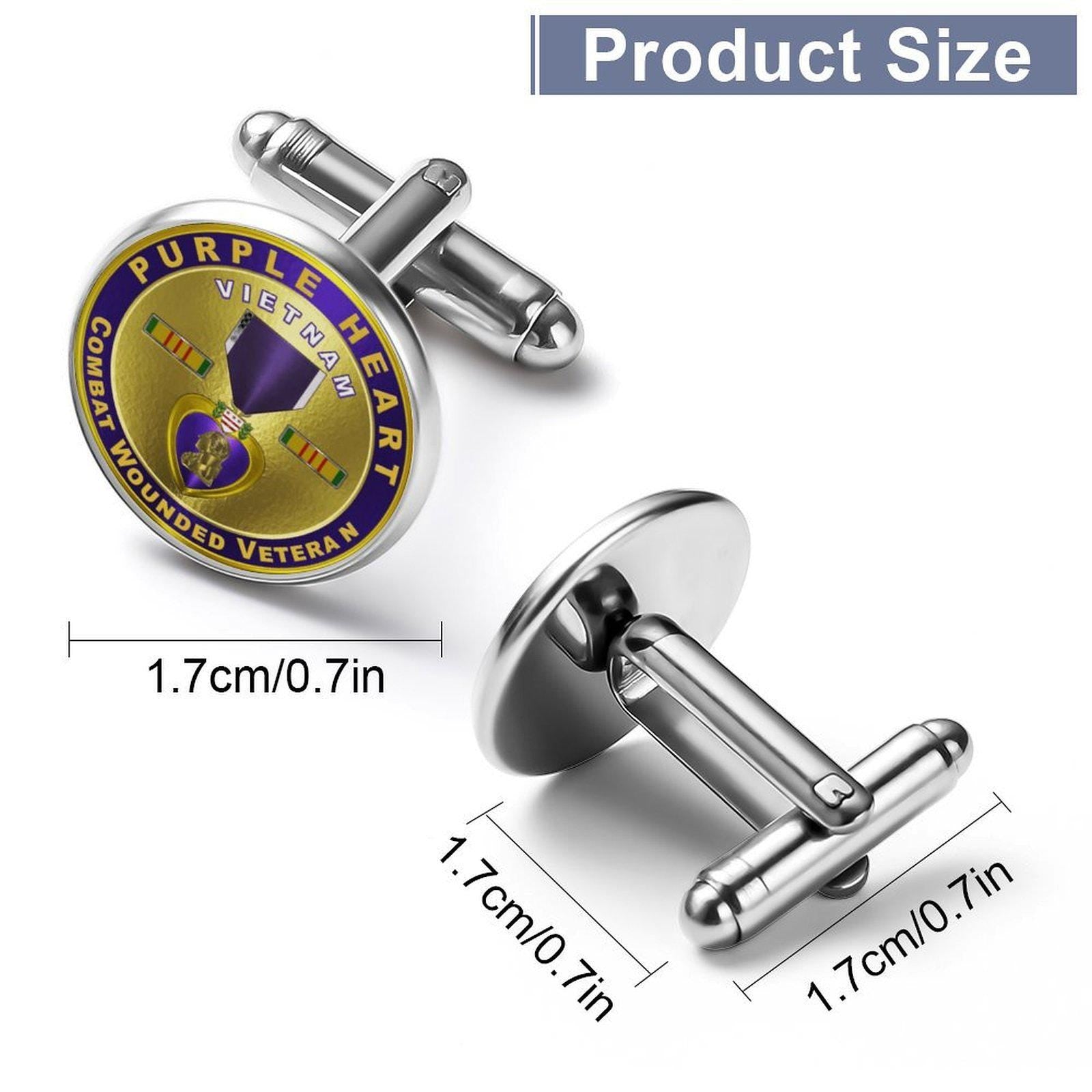 Custom Alloy Cufflinks: Purple Heart Insignia, Personalized Initials