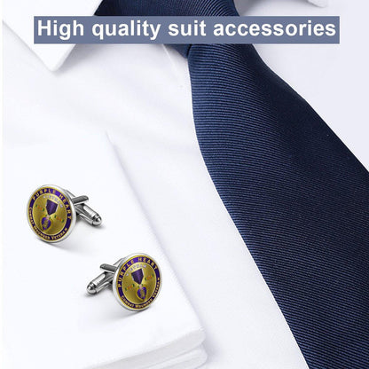Custom Alloy Cufflinks: Purple Heart Insignia, Personalized Initials