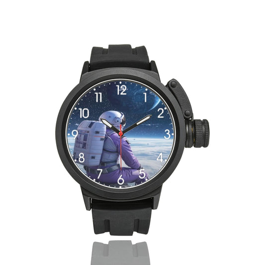 Men&#39;s Large Karma Line View From Astronaut In the Moon To The Space Dial Miyota Quartz Movement Waterproof Monogram Sports Watch...