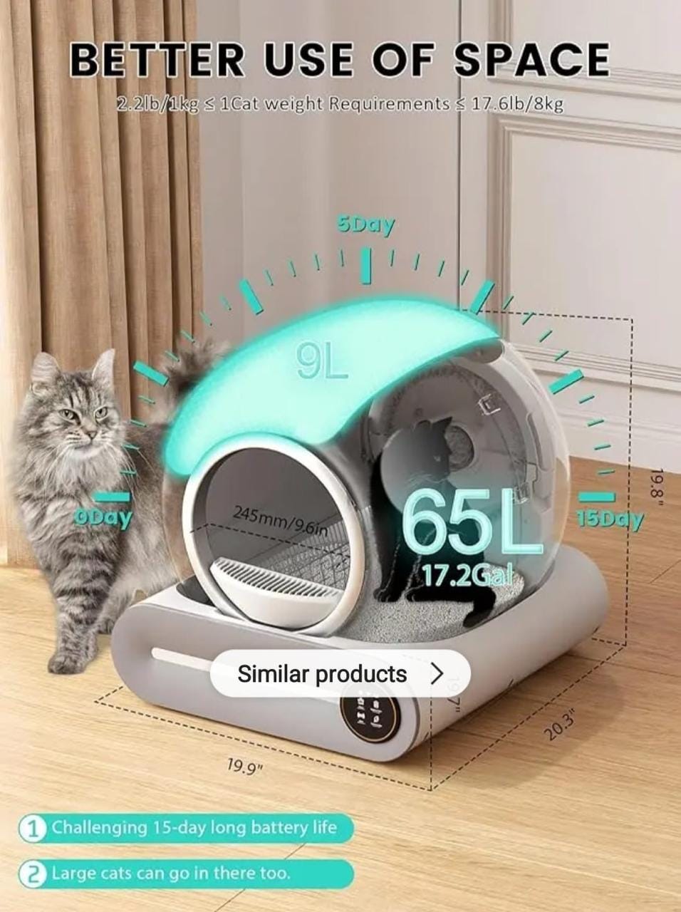 Smart Automatic Cat Litter Box with Air Sterilizer & App Control