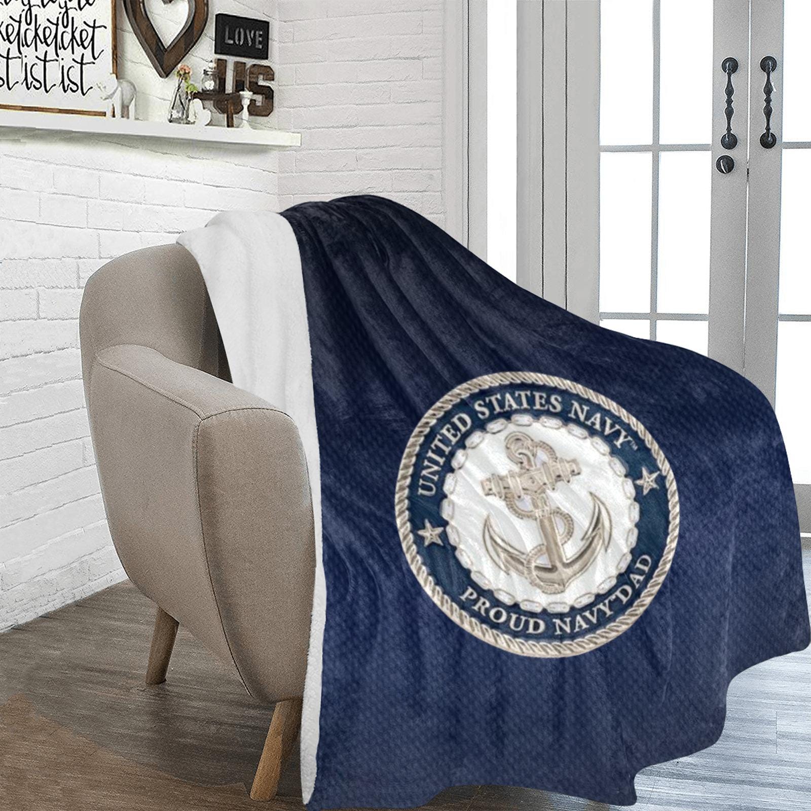 Navy Veteran Micro Fleece Blanket: 70x80 Inch Soft Flannel