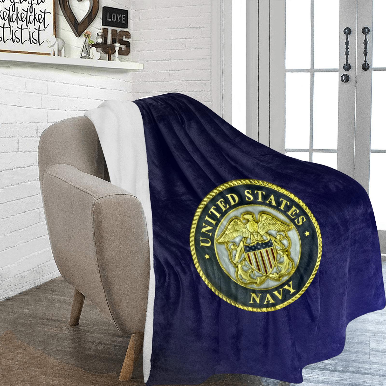 United States Navy Deep Blue 70X80 Inch Microfleece Flannel Soft Warm Monogram Logo Blanket