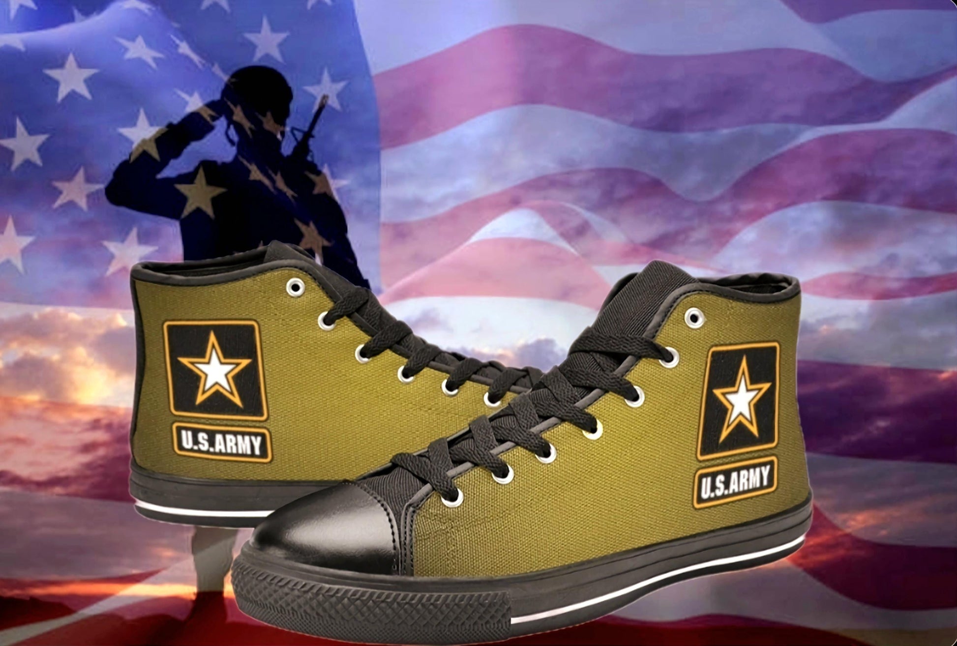 Men's US Army Symbol Green Canvas Hi-Tops