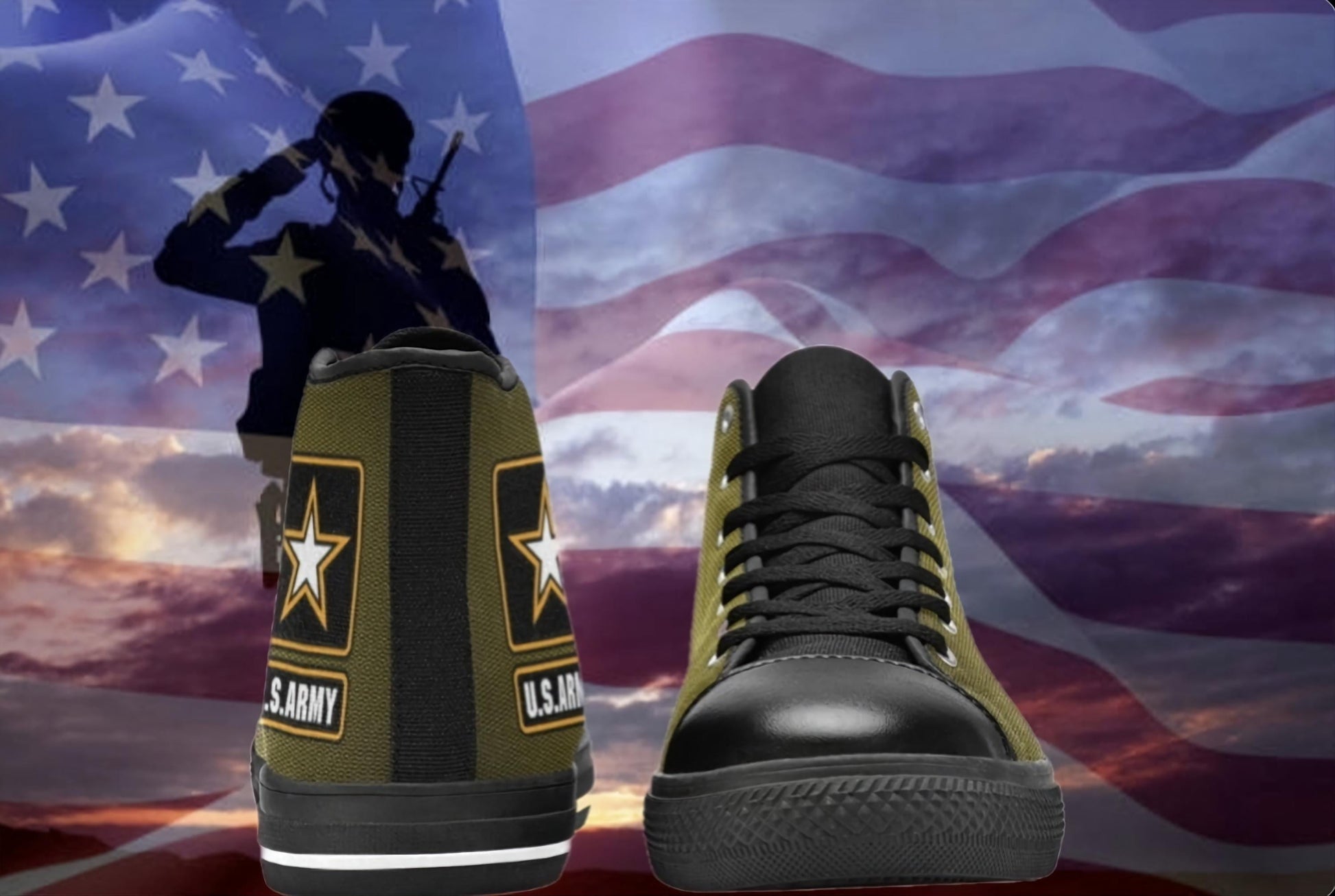 Men's US Army Symbol Green Canvas Hi-Tops