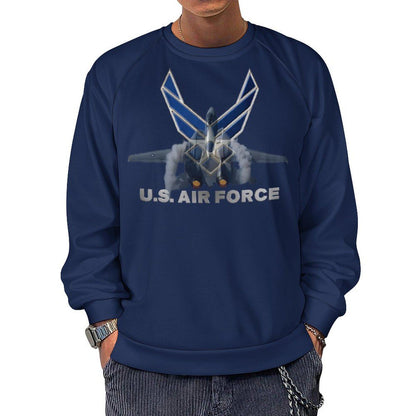 US Air Force Raglan Sweatshirt: Deep Blue Polyester Pullover