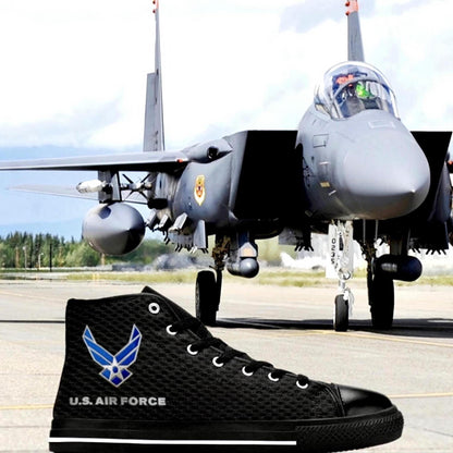 Men's USAF Canvas Hi-Tops: Black Carbon Fiber Design