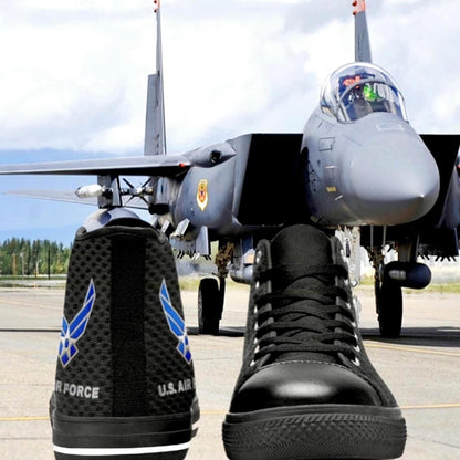 Men's USAF Canvas Hi-Tops: Black Carbon Fiber Design