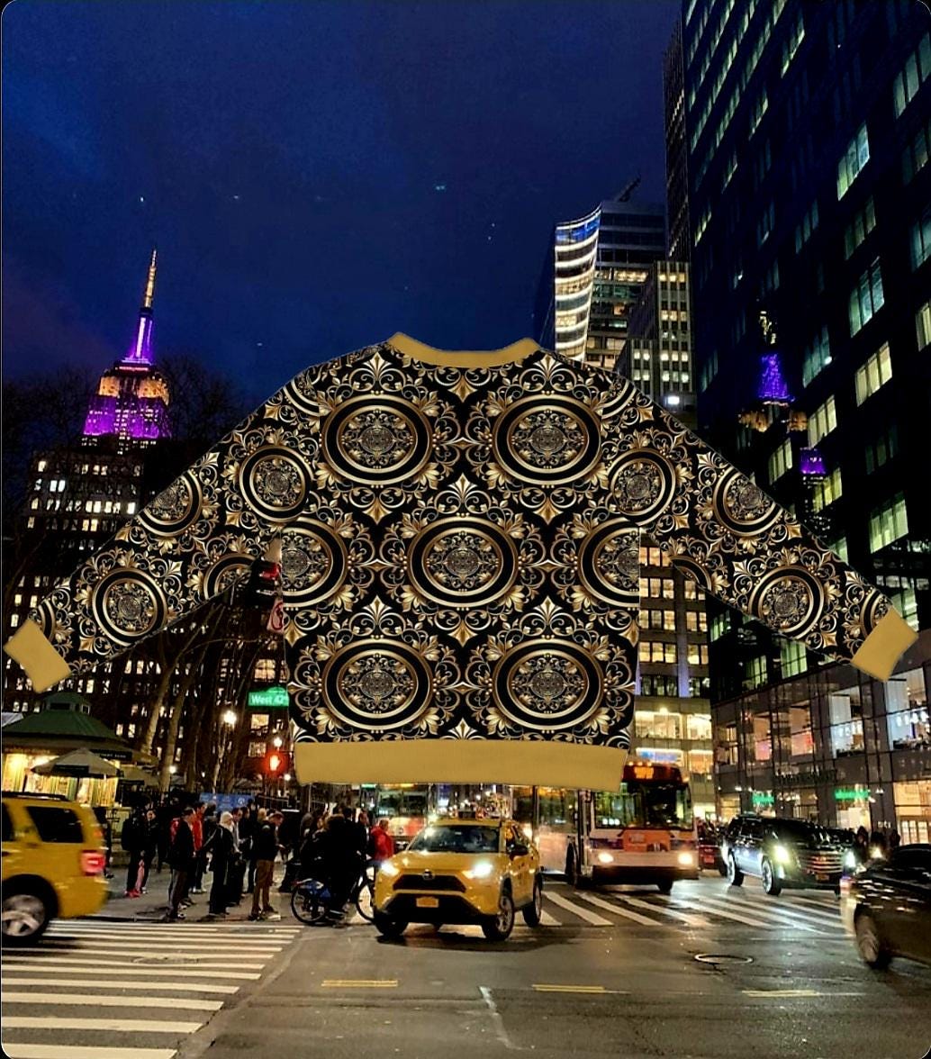 Monogram Black & Gold Ribbed Cardigan Sweater