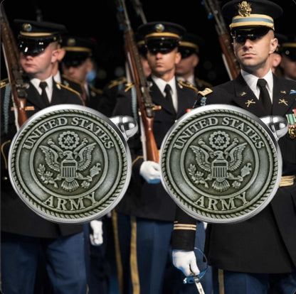 Men's Custom U.S. Army Cufflinks In A Platinum Silver Pattern Design