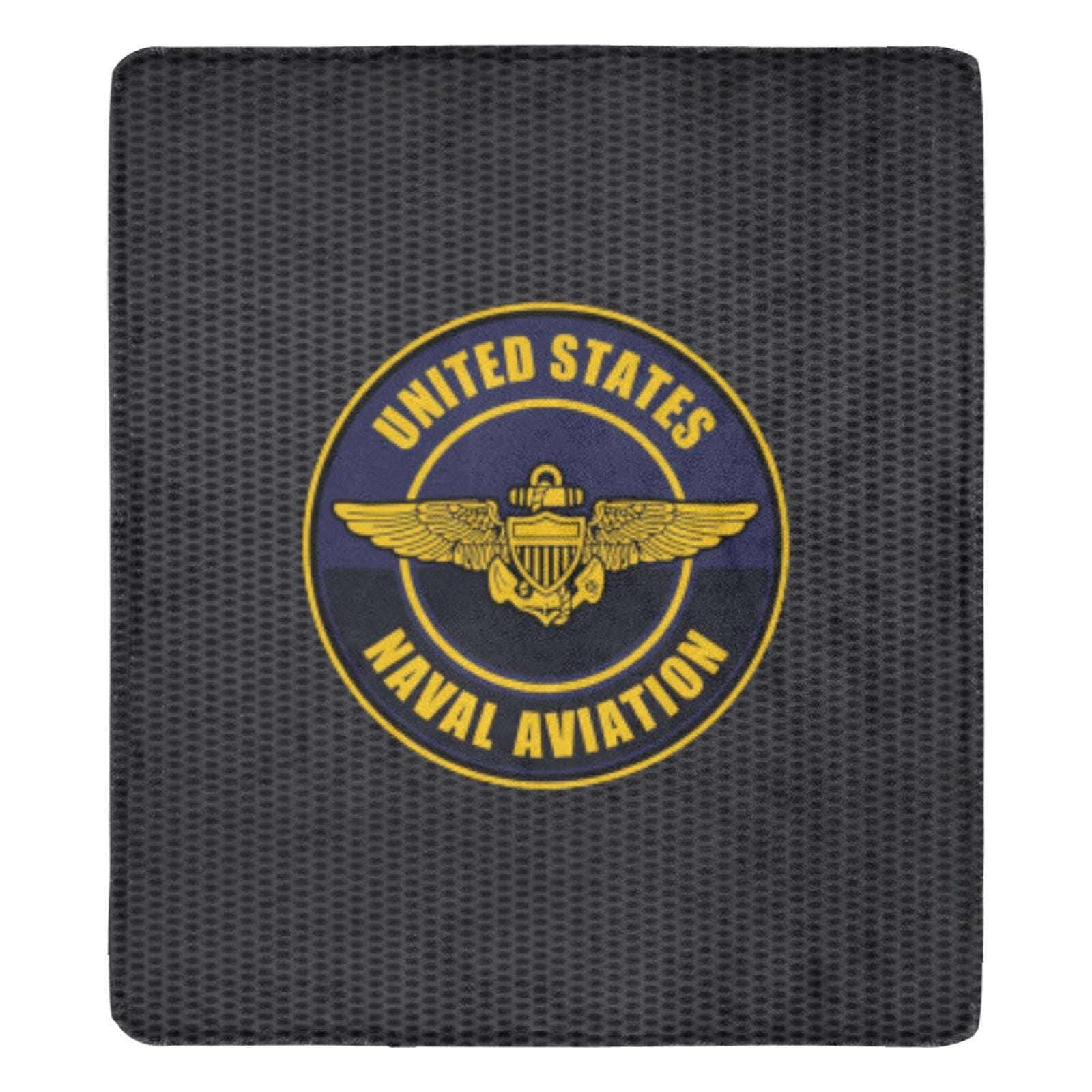 Monogrammed U.S. Naval Aviation Fleece Blanket: Soft Black Flannel, 70x80 Inch