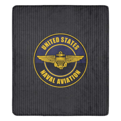 Monogrammed U.S. Naval Aviation Fleece Blanket: Soft Black Flannel, 70x80 Inch