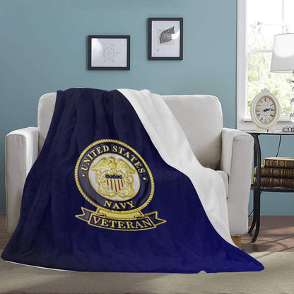 U.S. Navy Veteran Blanket: Micro Fleece Flannel, Deep Blue (70x80 Inch)