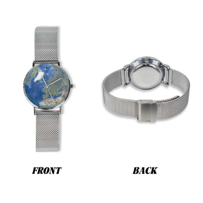 Men's Women's 40MM All Stainless Steel 3D Globe Map Dial Quartz Monogram Dress Watch...